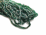 3x4mm faceted rondelle glass beads, Transparent Dark Green AB (#16AB) | 玻璃珠, 3x4mm, 切面扁珠, 透明深綠AB (#16AB))