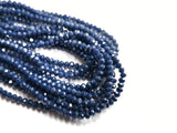 Glass beads, 3x4mm faceted rondelle, Opaque dark blue, Lustre (#563L) | 玻璃珠, 3x4mm, 切面扁珠, 鍍面果凍深藍色, (#563L)