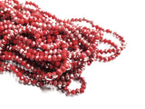 Glass beads, 3x4mm faceted rondelle, Solid Medium Red with half coat AB | 玻璃珠, 3x4mm, 切面扁珠, 實色中紅x半鍍AB