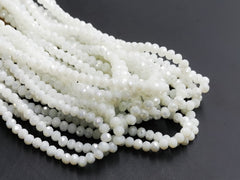 玻璃珠, 3x4mm, 切面扁珠, 鍍面實白色 (#50L)