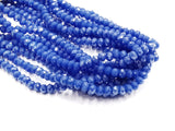 玻璃珠, 3x4mm, 切面扁珠, 鍍面果凍藍色 (#539L)
