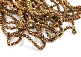 Glass beads, 3x3.5mm faceted rondelle, antique copper (#39) | 玻璃珠, 3x3.5mm, 切面扁珠, 紅古銅 (#39)