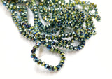 Glass beads, 3x3.5mm faceted rondelle, iridescent green (#41) | 玻璃珠, 3x3.5mm, 切面扁珠, 五彩綠色 (#41)