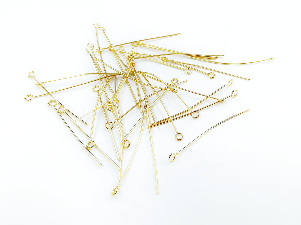 Eye Pins, Stainless Steel, Gold color, 36 pcs per pack | 不鏽鋼9字針, 金色, 36個