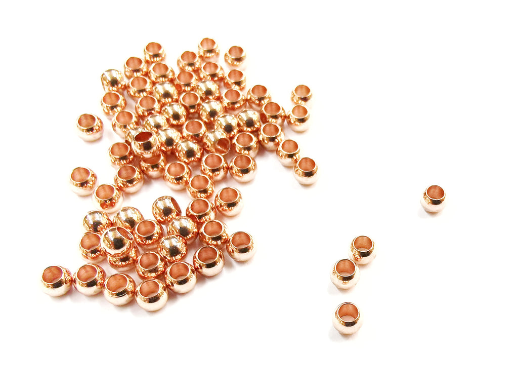 Stainless Steel Beads, RoseGold color, 4mm, Solid Ball, 2mm hole, 36 Pieces | 不鏽鋼珠, 玫瑰金色, 4mm, 實心, 2mm孔, 36粒