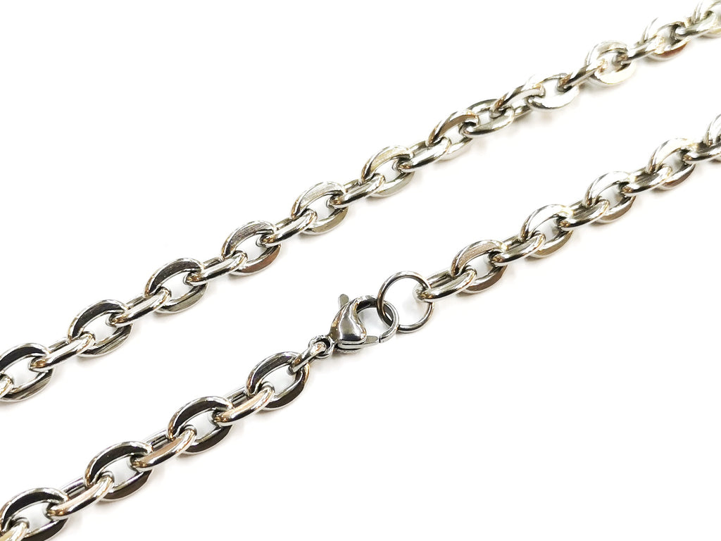 28" Stainless Steel Necklace, 6.5mm Flat Cable Chain | 28" 不鏽鋼項鏈 6.5mm 十字扁鏈