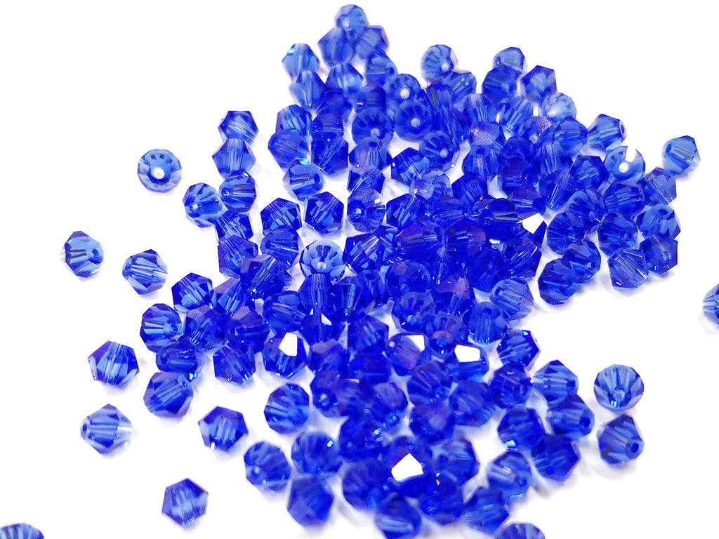 雙尖水晶玻璃, 5mm, 中藍, 72粒