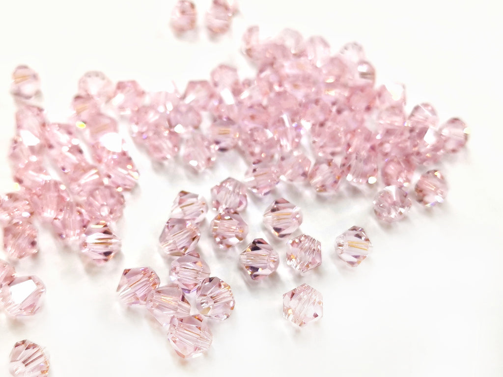 Bicone Glass Bead, 6mm, Pink, 72pcs | 雙尖水晶玻璃, 6mm, 粉紅, 72粒