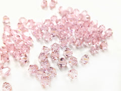 雙尖水晶玻璃, 6mm, 粉紅, 72粒