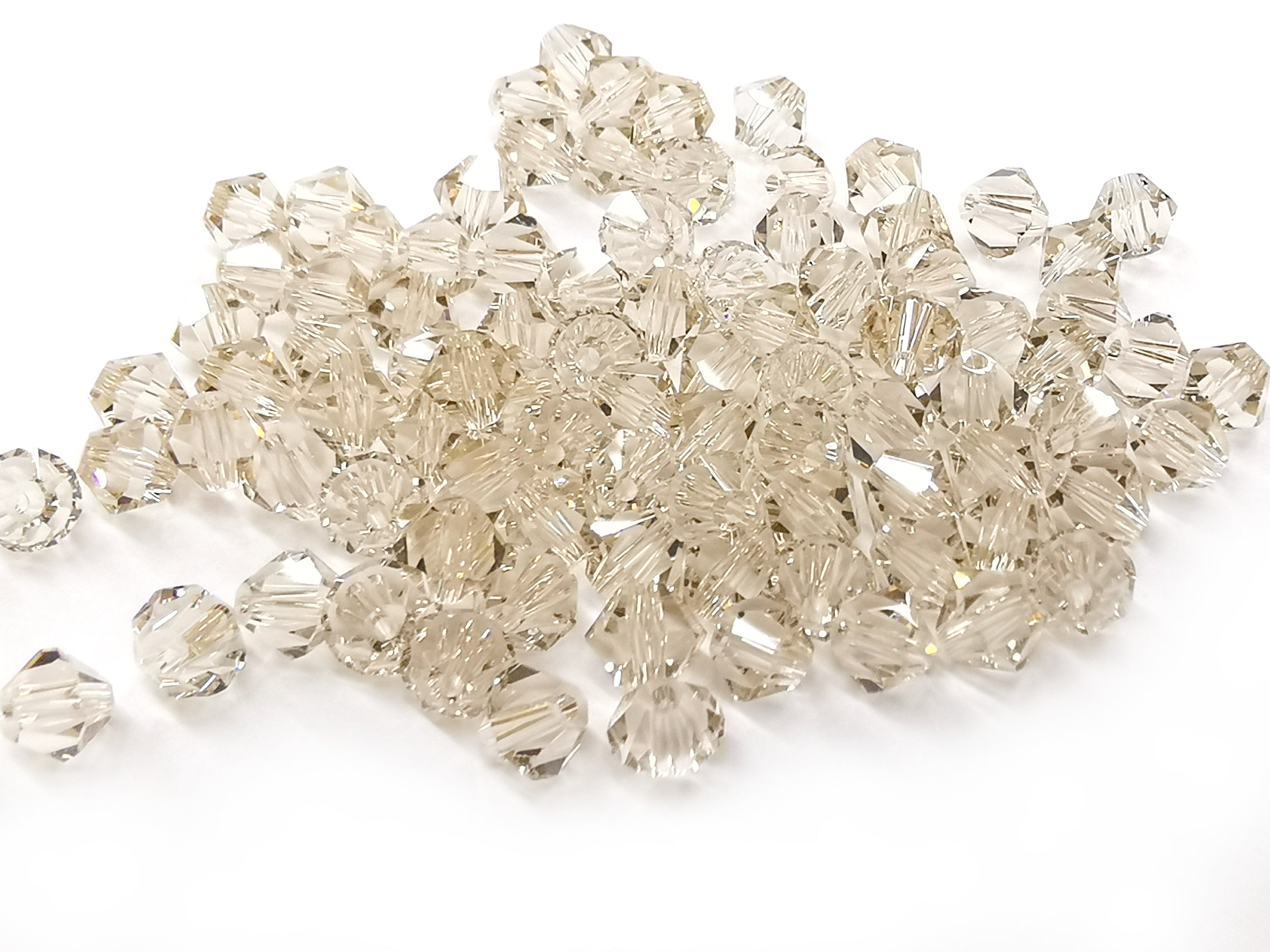 雙尖水晶玻璃, 6mm, 銀香檳, 72粒