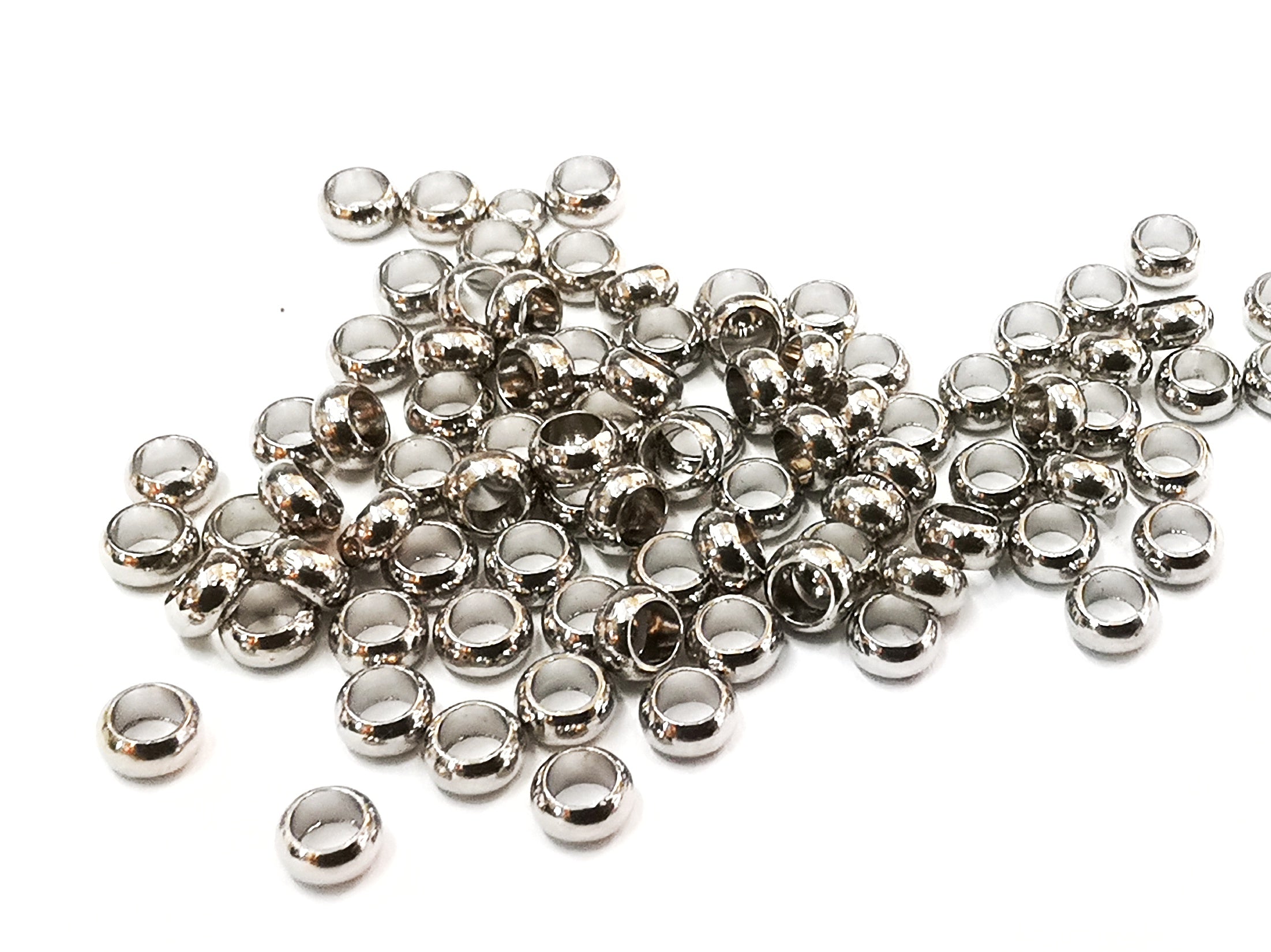 銅珠, 圓扁珠, 2x4mm, 2.5mm孔