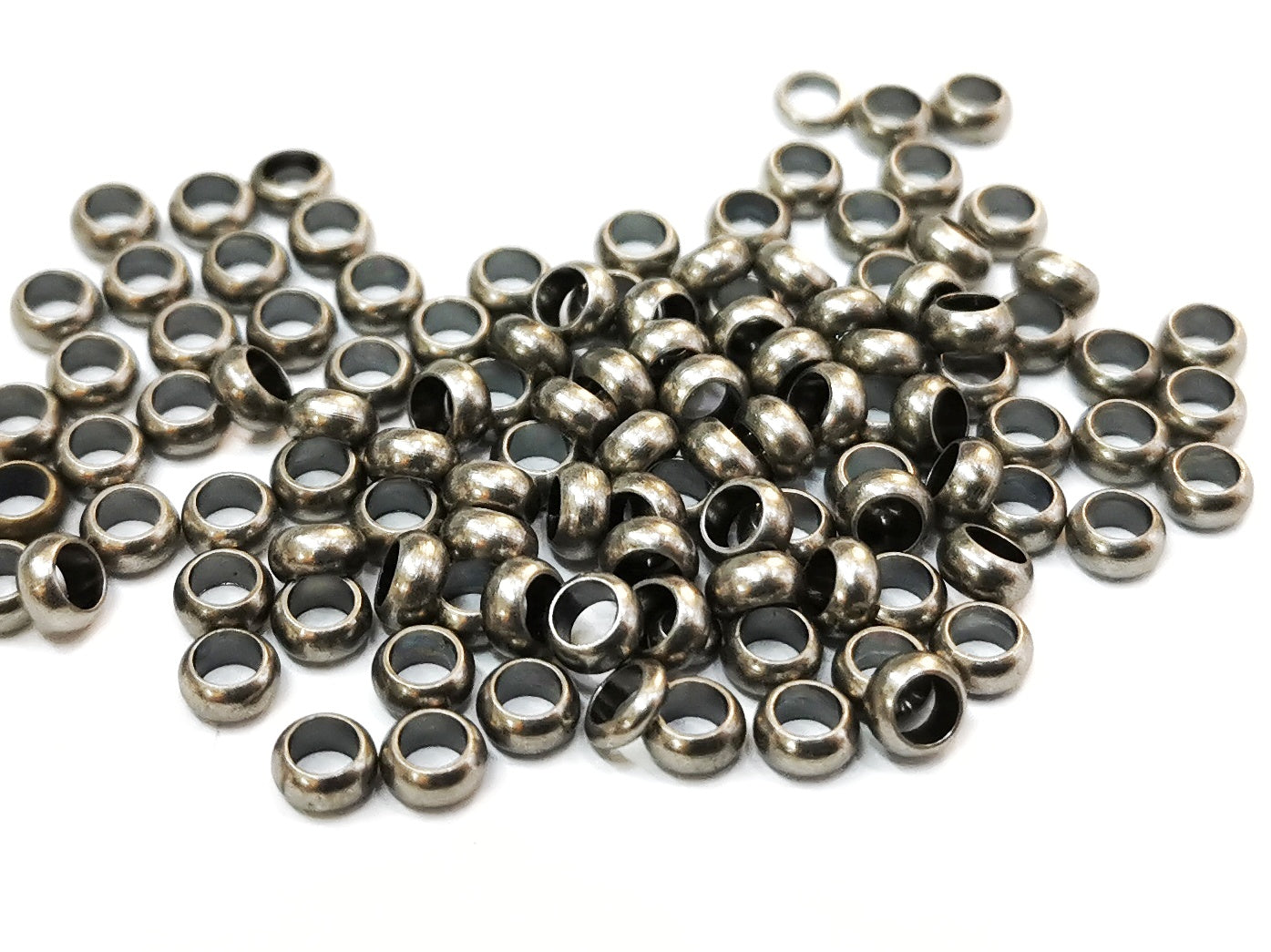 銅珠, 圓扁珠, 2x4mm, 2.5mm孔