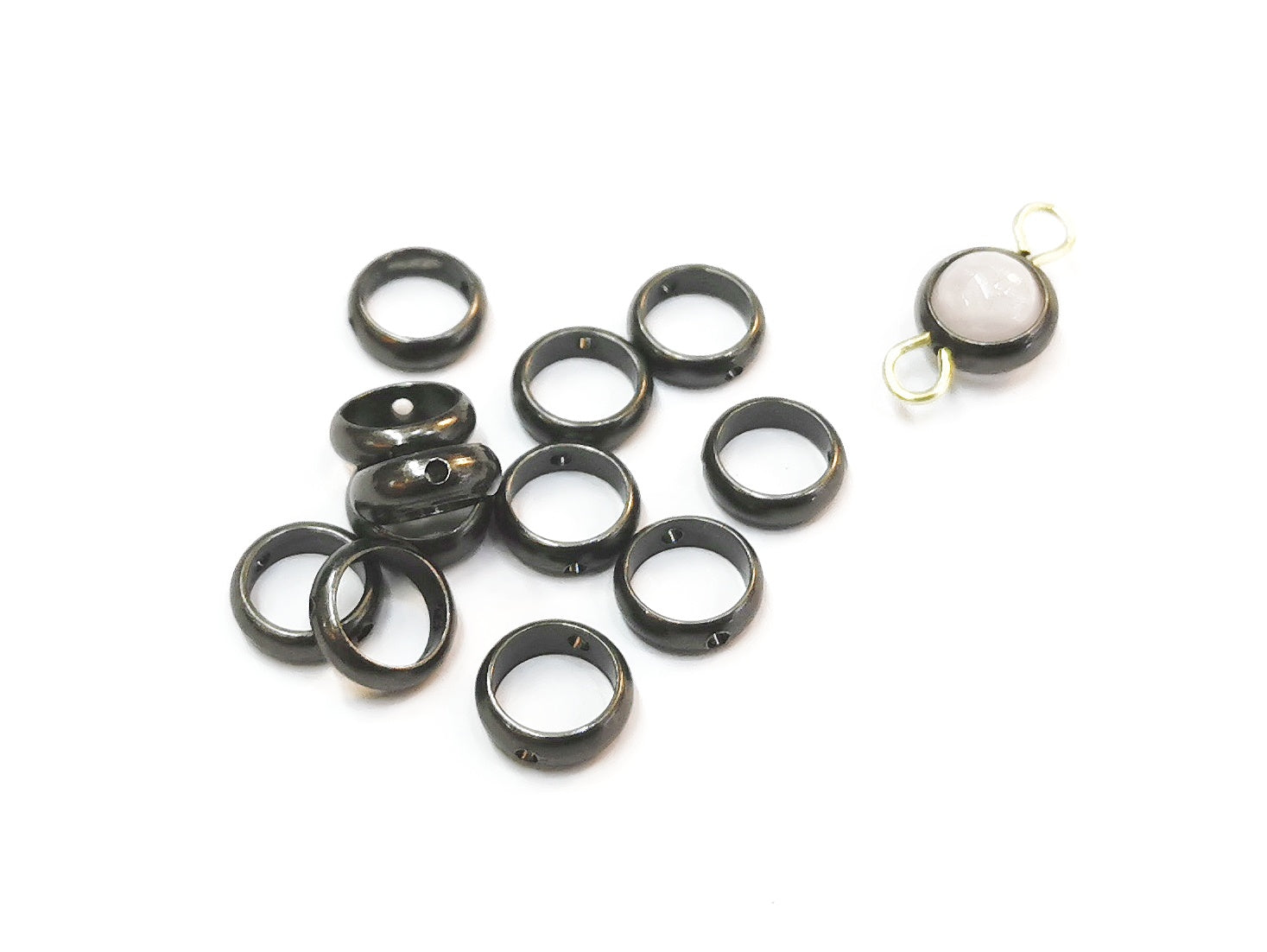 雙孔銅圈, 深黑叻色, 6mm, 10個