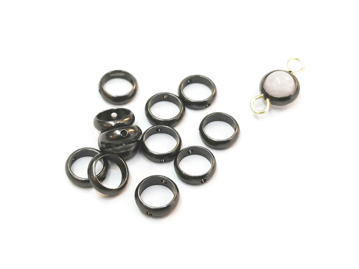 雙孔銅圈, 深黑叻色, 6mm, 10個