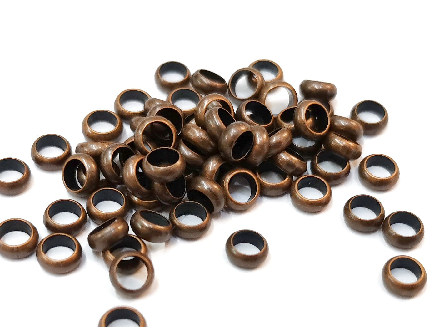 銅珠, 圓扁珠, 2x5mm, 3.5mm孔