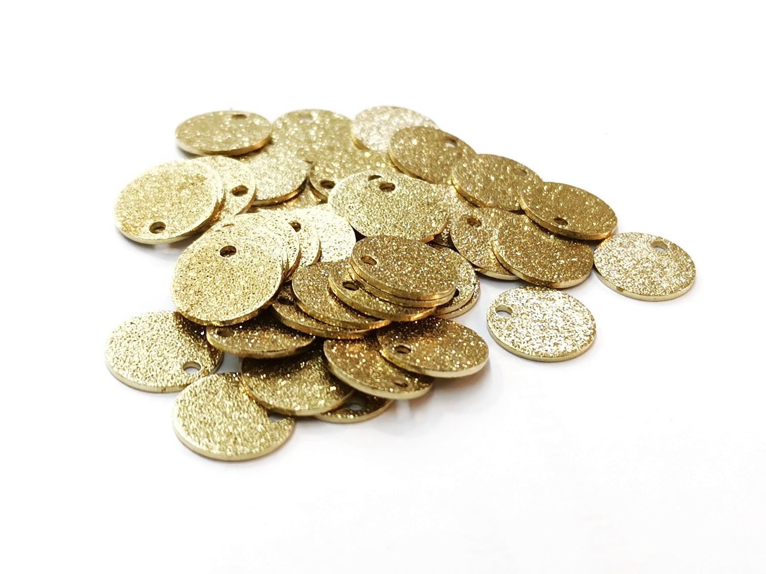 圖形銅片, 10/12mm, 黃銅色, 10個