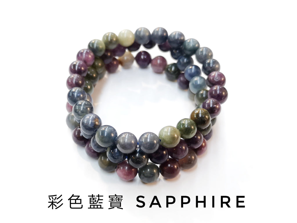 Sapphire, Single loop, Gemstone Bracelet | 彩色藍寶, 單圈, 天然水晶
