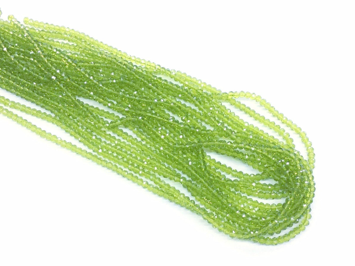 玻璃珠, 3x3.5mm, 切面扁珠, 透明橄欖綠 (#17)