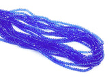 Glass beads 3x3.5mm faceted rondelle, Transparent Medium Blue (#09) | 玻璃珠, 3x3.5mm, 切面扁珠, 透明中藍色 (#09)