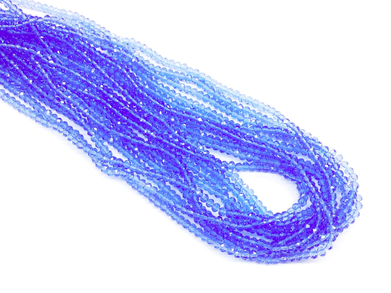 玻璃珠, 3x3.5mm, 切面扁珠, 透明淺藍 (#08)