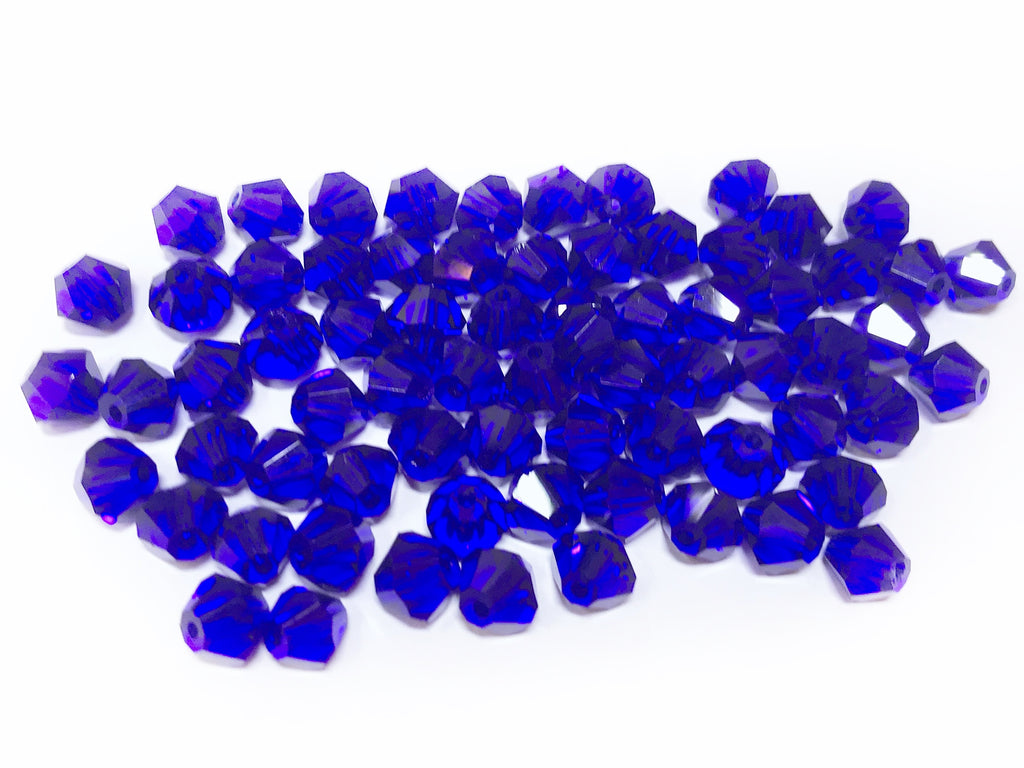 Bicone Glass Bead, 6mm, dark blue, 72 Pcs | 雙尖水晶玻璃, 6mm, 深藍, 72粒