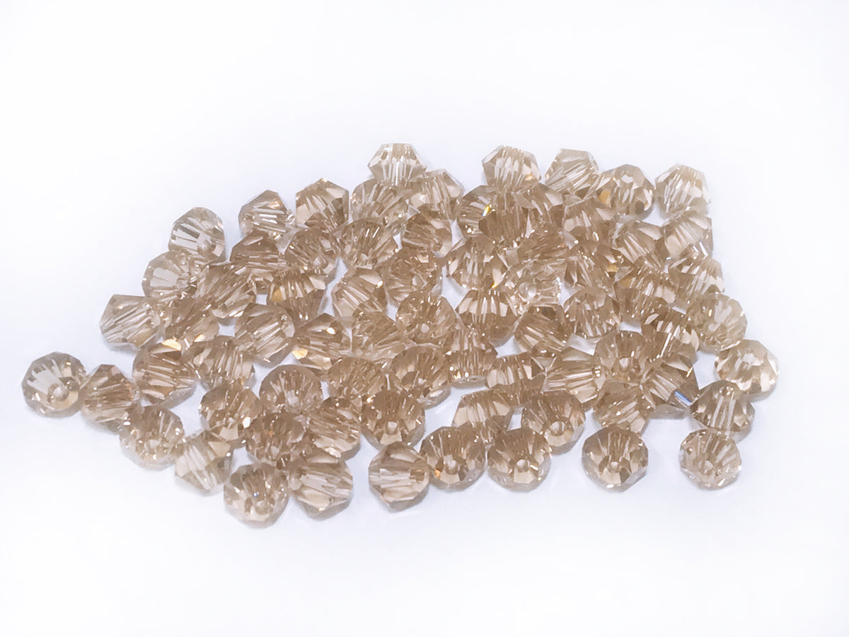 雙尖水晶玻璃, 5mm, 銀香檳, 72粒