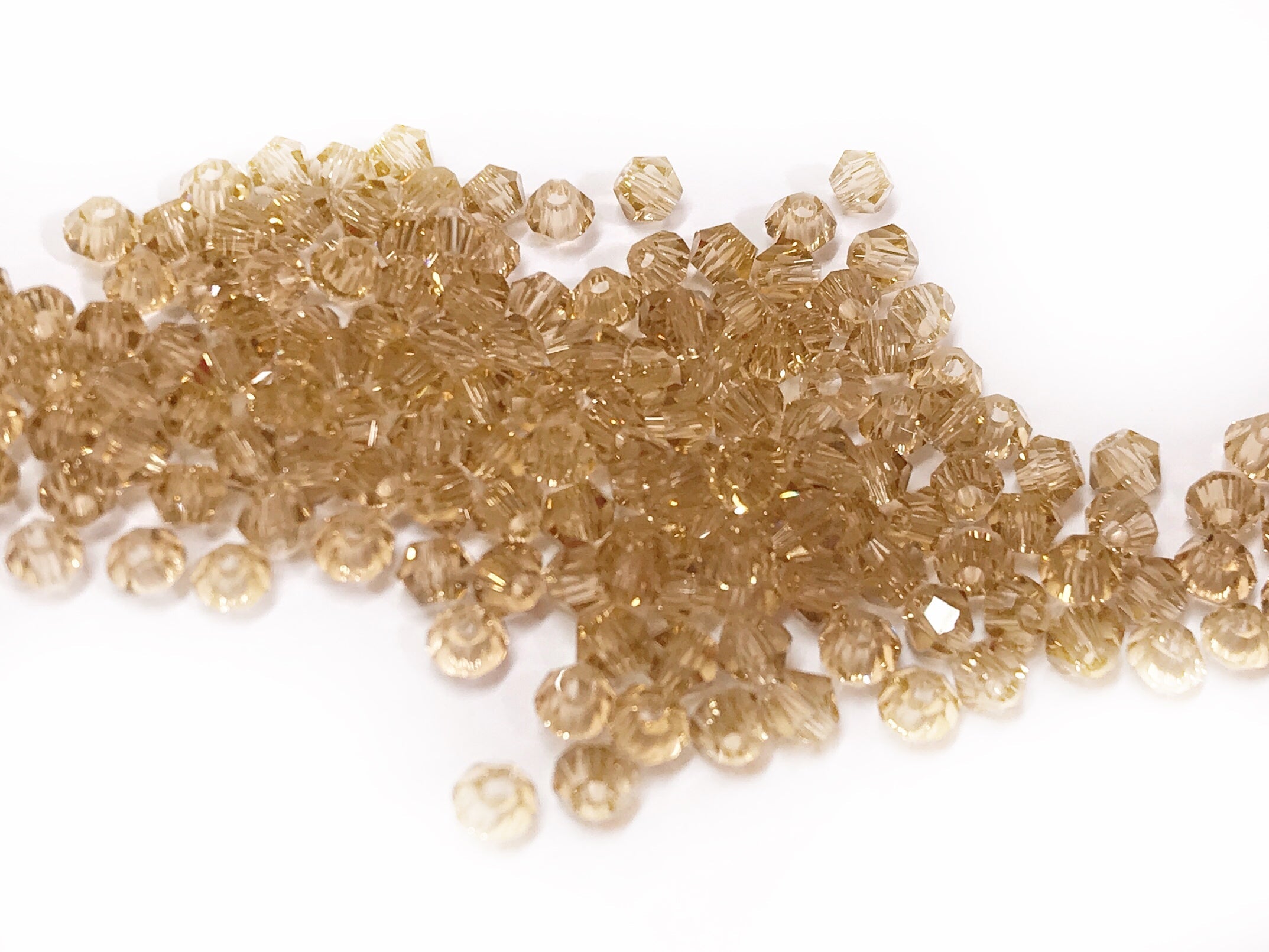 Bicone Glass Bead, 3mm, Khaki, 144 pcs | 雙尖水晶玻璃, 3mm, 煙黃, 144粒