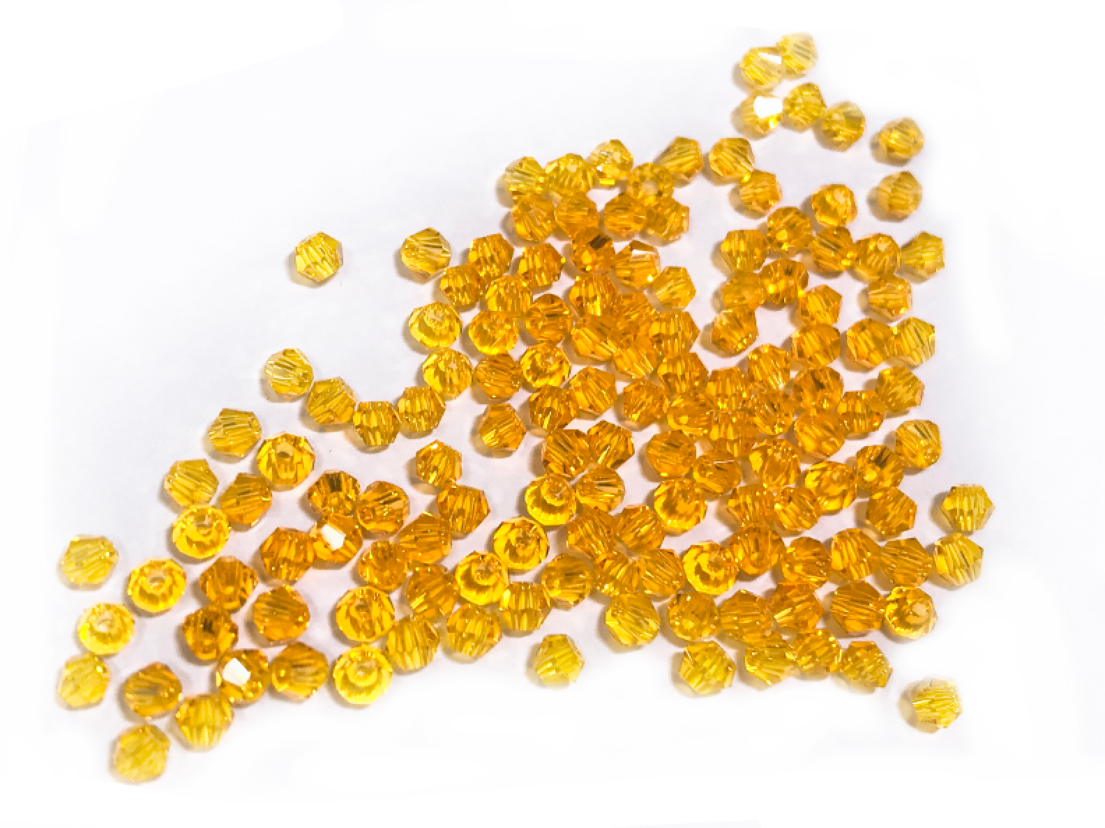 雙尖水晶玻璃, 3mm, 金黃, 144粒