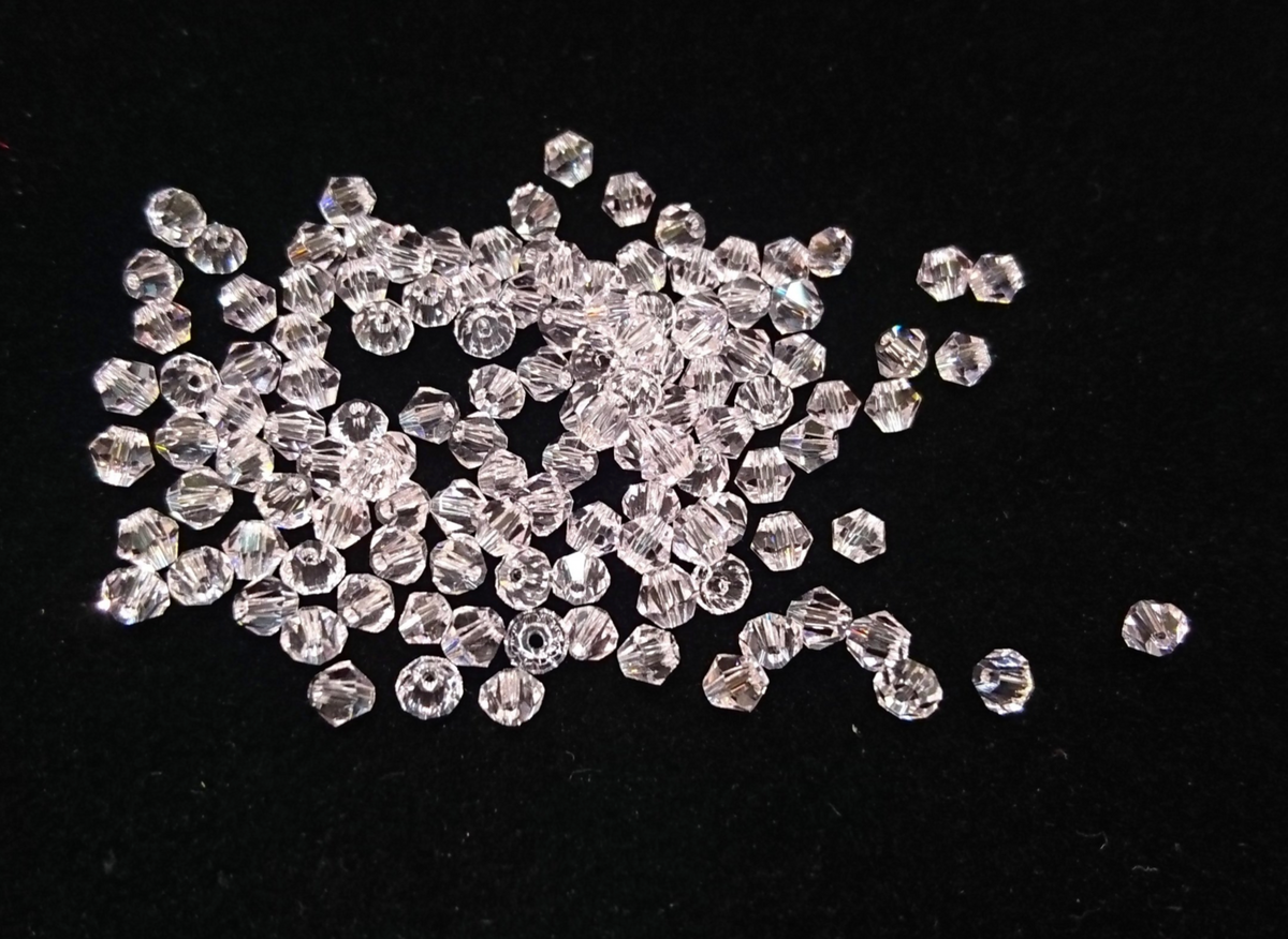 雙尖水晶玻璃, 4mm, 粉紅色, 144粒