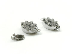 Box Clasp, 12x18mm, Cubic Zirconia Clasp, Navette, Price Per Piece - amakeit bead 天富