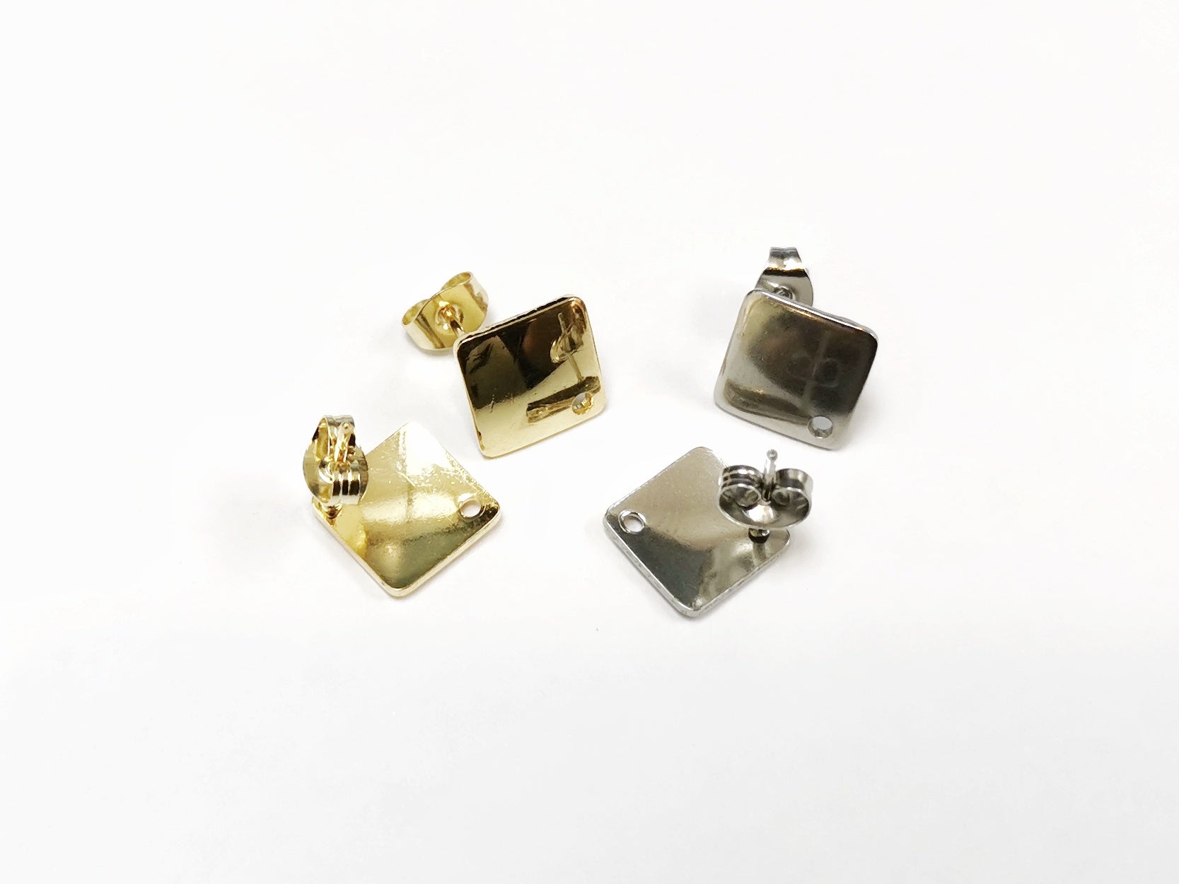 不鏽鋼耳針, 13mm, 有孔, 2對