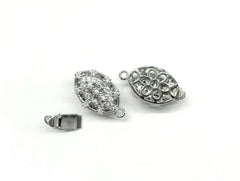 Box Clasp, 12x18mm, Cubic Zirconia Clasp, Navette, Price Per Piece - amakeit bead 天富