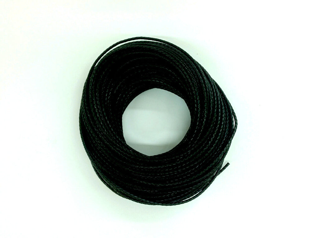 3mm Braided leather cord, Black, 1 Yard & 5 Yards - amakeit bead 天富