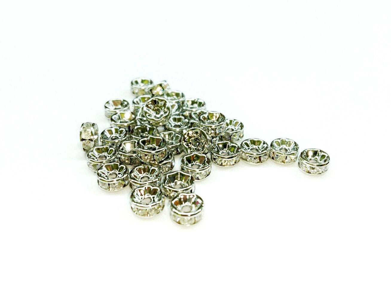 3x6mm Rhinestone rondelle spacer beads, 12 Pieces Per Pack - amakeit bead 天富