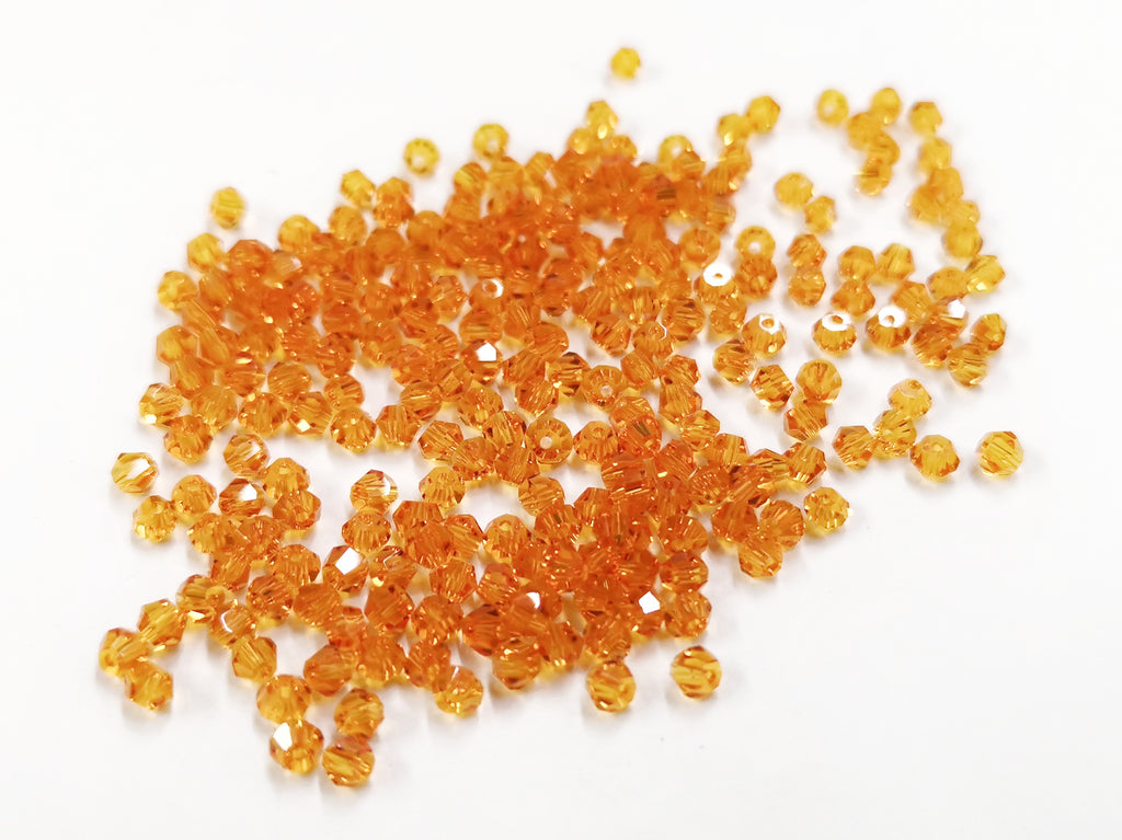 Bicone Glass Bead, 3mm, Orange, 144 pcs | 雙尖水晶玻璃, 3mm, 橙色, 144粒