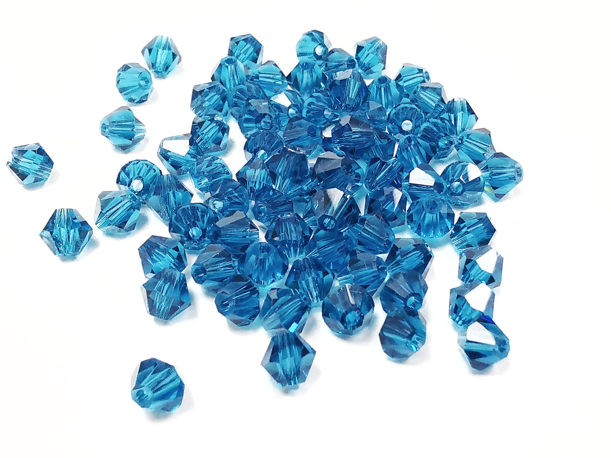 雙尖水晶玻璃, 6mm, 孔藍, 72粒