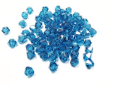 雙尖水晶玻璃, 6mm, 孔藍, 72粒
