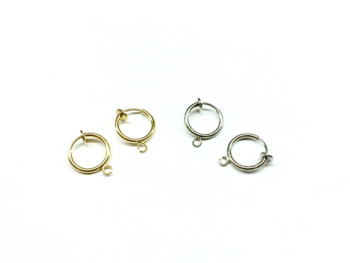 Spring On Clip On Earrings, 13mm, 2 Pairs - amakeit bead 天富