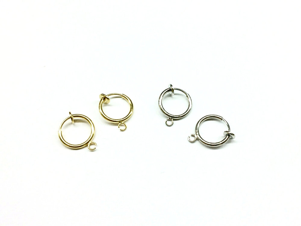 Spring On Clip On Earrings, 13mm, 2 Pairs - amakeit bead 天富