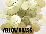 Brass sequins, 13mm, 2 holes, 50 pcs | 圓銅片, 13mm, 雙孔, 50個
