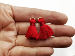 Red tassels, Rayon, With Ring, 4 pcs | 紅色流蘇, 人造絲, 有圈, 4個