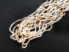 玻璃珠, 2x3mm, 切面扁珠, 果凍粉紅 x 電鍍卡其色