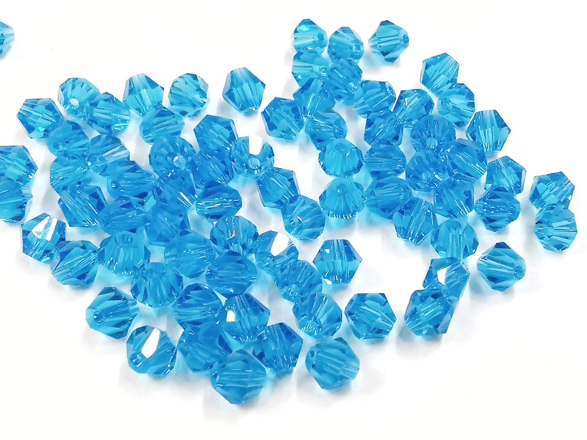 雙尖水晶玻璃, 6mm, 寶藍, 72粒