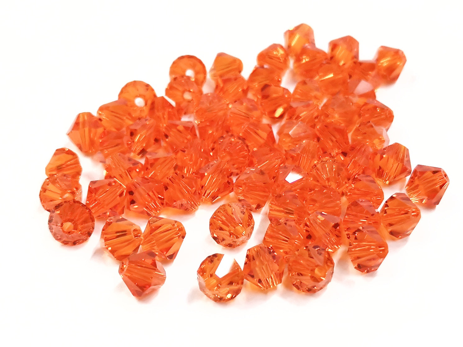 Bicone Glass Bead, 8mm, orange, 36pcs | 雙尖水晶玻璃, 8mm, 橙色, 36粒