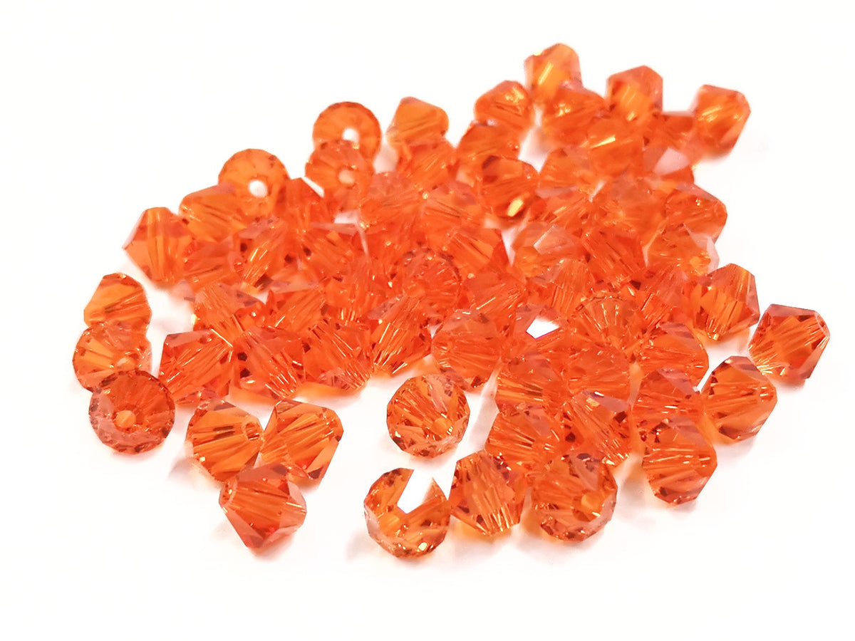 Bicone Glass Bead, 8mm, orange, 36pcs | 雙尖水晶玻璃, 8mm, 橙色, 36粒