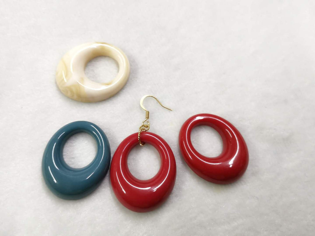 resin charm, oval pendant, 2 pcs | 樹脂片, 橢圓形吊牌, 2個