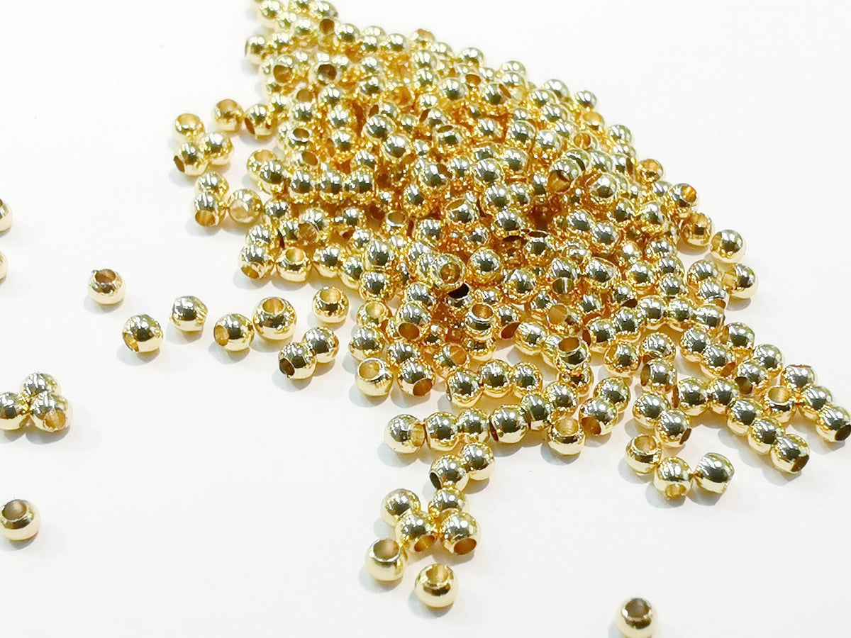 Bead, Brass, 2mm, Solid Ball, Assorted colors | 2mm圓形實心銅珠, 多色