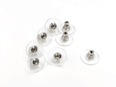 Earnut stainless steel earring back stopper, 12mm, 4 Pairs | 不鏽鋼耳塞, 帶膠片, 12mm, 4對
