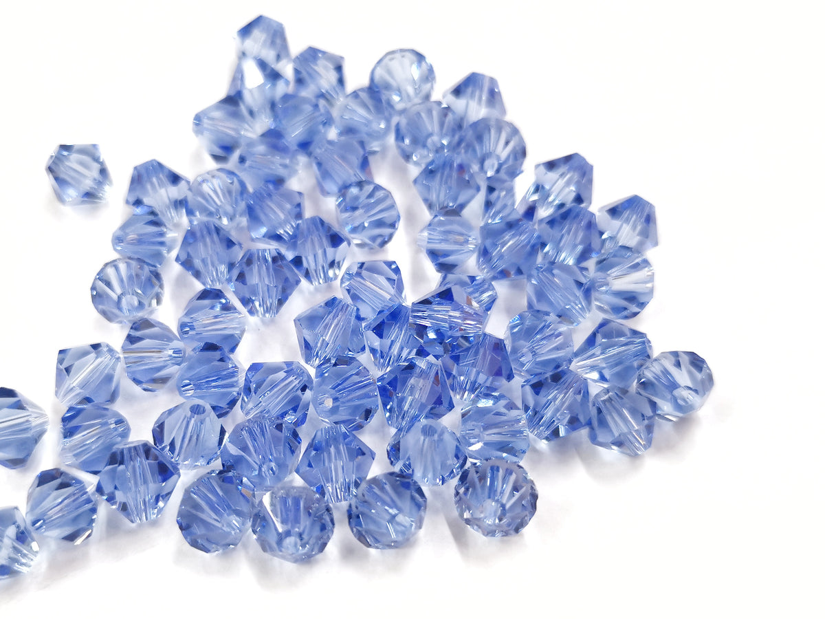 Bicone Glass Bead, 8mm, light blue, 36pcs | 雙尖水晶玻璃, 8mm, 淺藍, 36粒