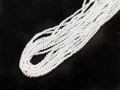 玻璃珠, 2x3mm, 切面扁珠, 實色白 (#50)